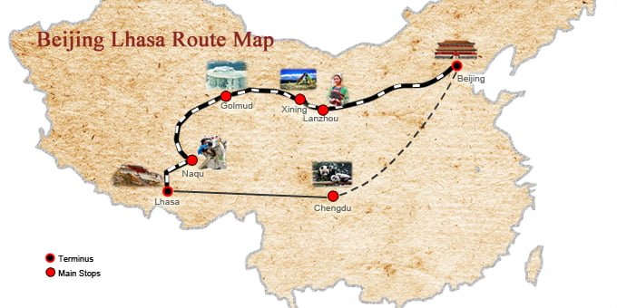 Qinghai Tibet Railway Map - Find Your Most Suitable Train Journey to Tibet Beijing Lhasa Route Map-big