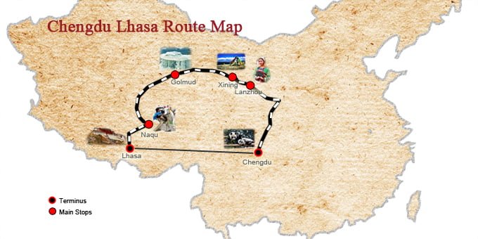 Qinghai Tibet Railway Map - Find Your Most Suitable Train Journey to Tibet Chengdu-Lhasa Railway Map