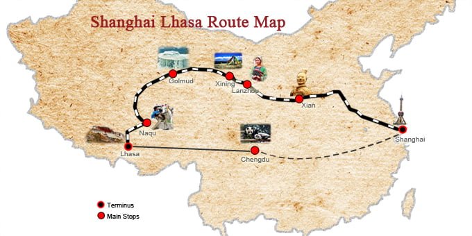 Qinghai Tibet Railway Map - Find Your Most Suitable Train Journey to Tibet Shanghai-Lhasa Railway Map