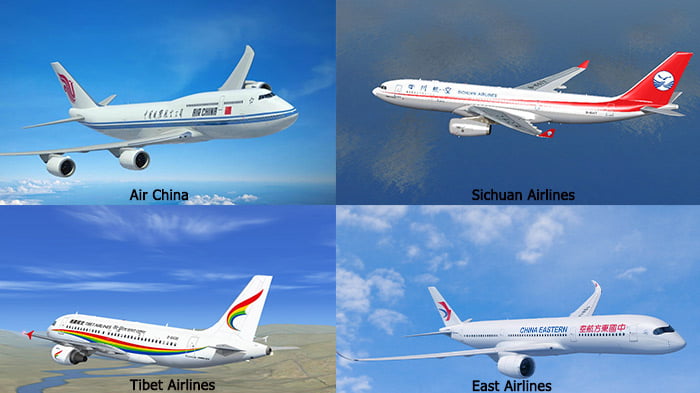 Four Airlines run flights to Tibet