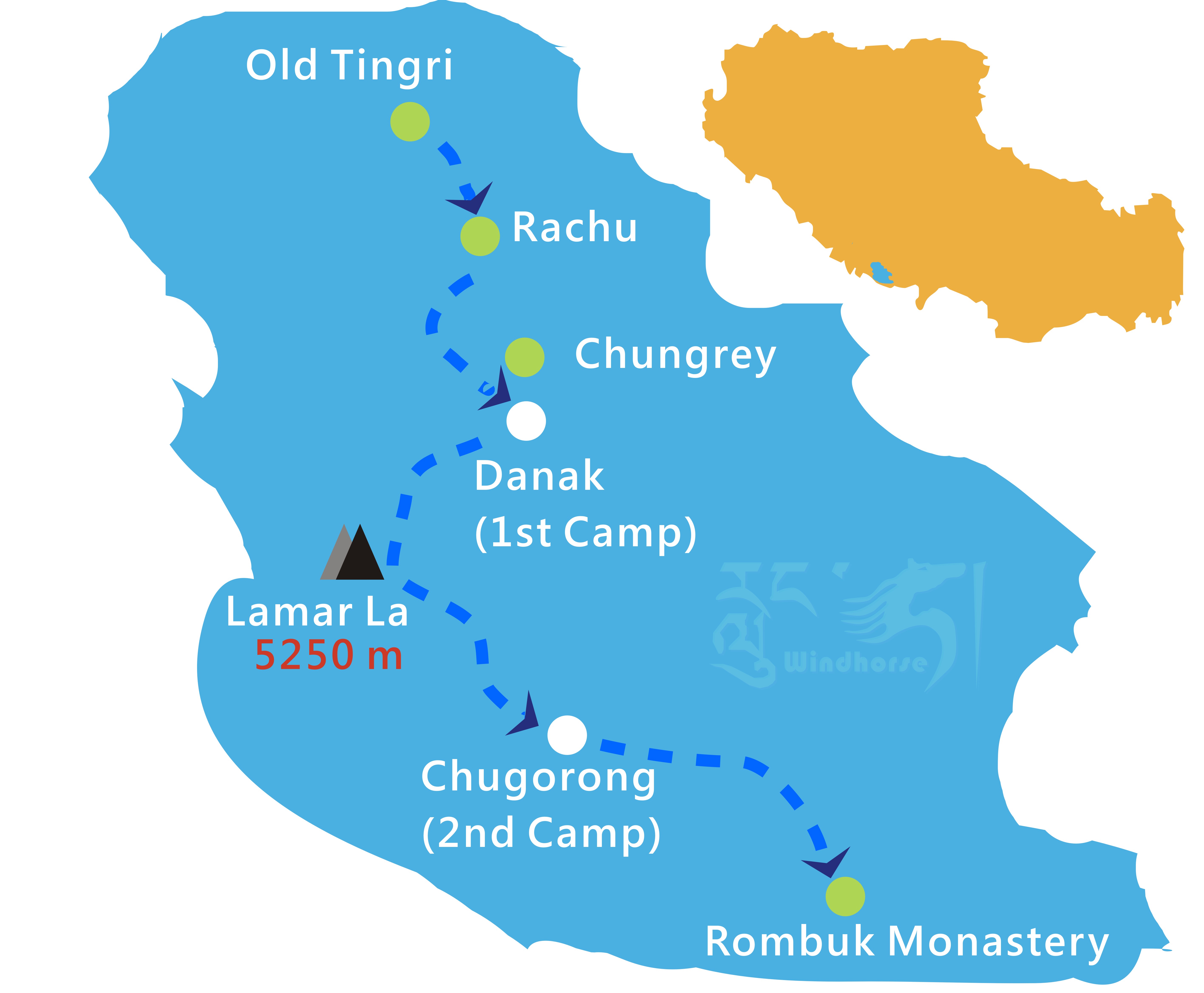 Tibet Everest Trekking Tour Map Tibet Everest Trekking Tour Route